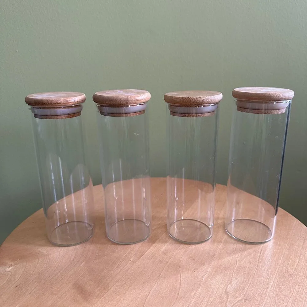 Set of 4 10oz. Glass AirtightJars with Bamboo Lids